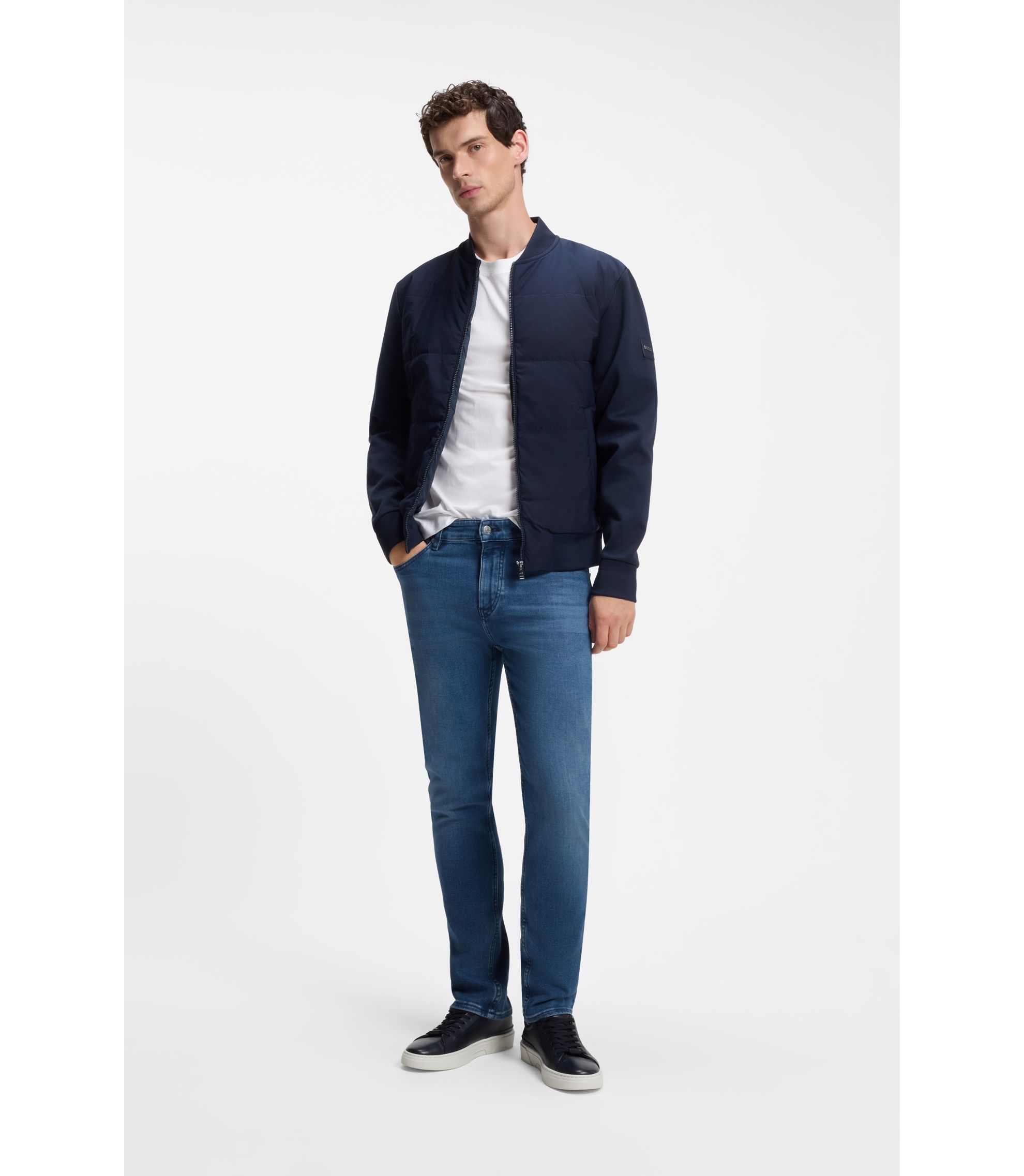 BOSS - Blue slim-fit jeans in cashmere-touch denim - Blue