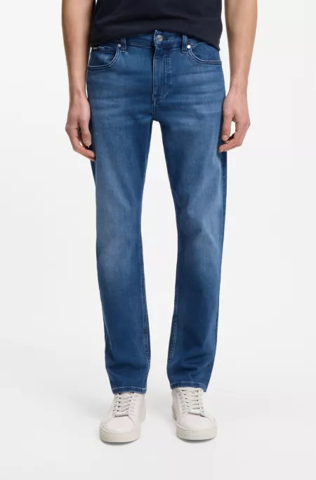 Blue slim-fit jeans in cashmere-touch denim