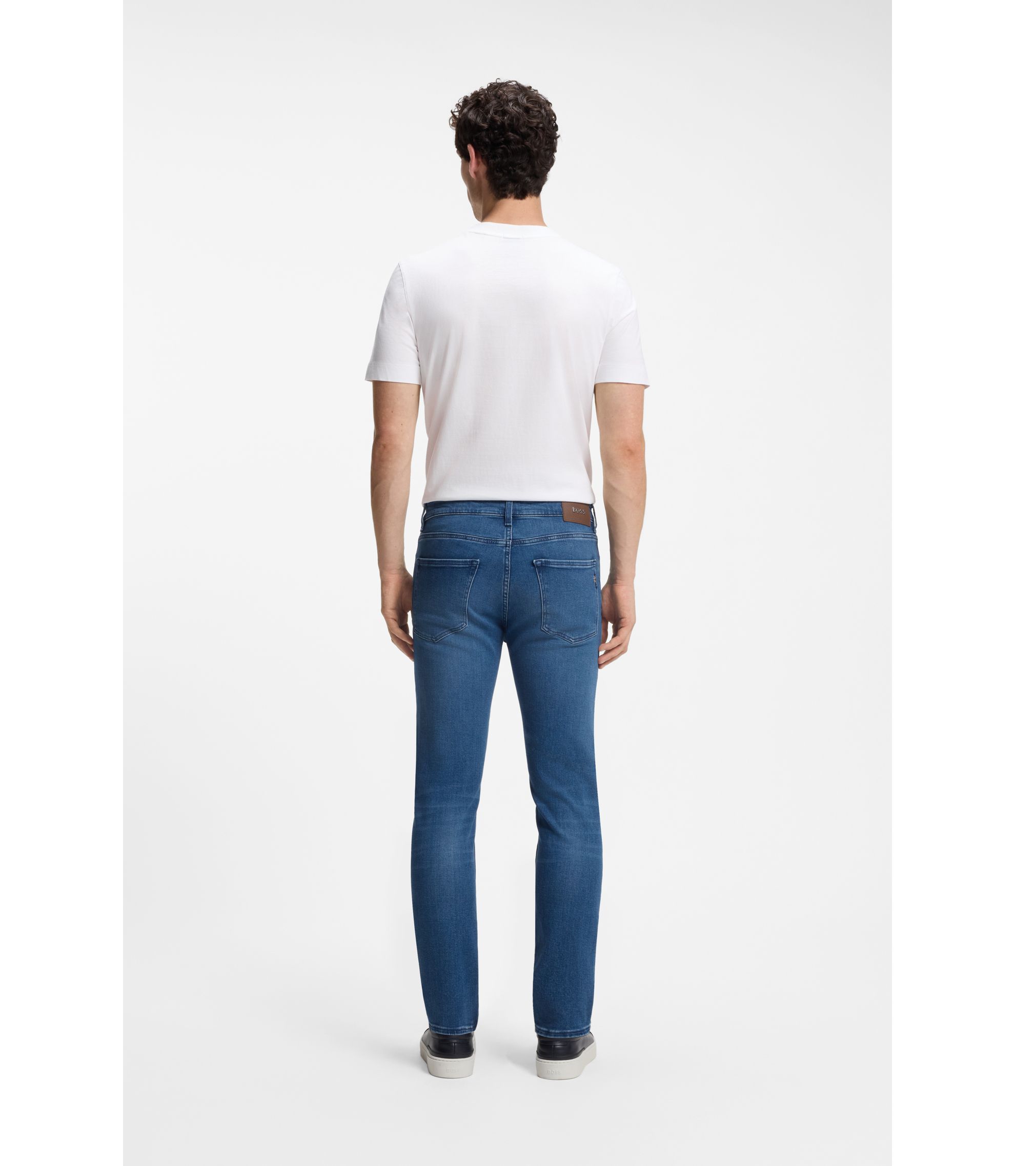 BOSS - Blue slim-fit jeans in cashmere-touch denim - Blue