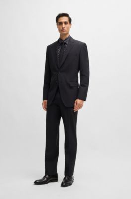 Italian-leather Derby shoes with cap toe, Black