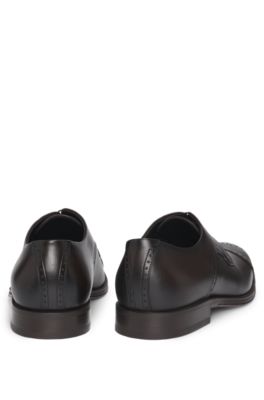 Italian-leather Derby shoes with cap toe, Dark Brown