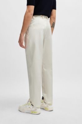 Pantalon habill&eacute; en coton stretch performant, Blanc