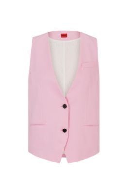 Hugo Oversize-fit Waistcoat With Signature Lining In Pink