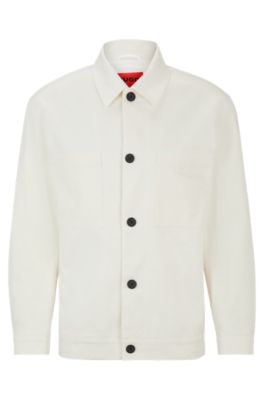 Hugo Boss Stretch-cotton Button-up Jacket With Double Chest Pocket In White