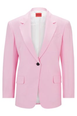 Shop Hugo Oversize-fit Jacket In Stretch Material With Linen In Pink