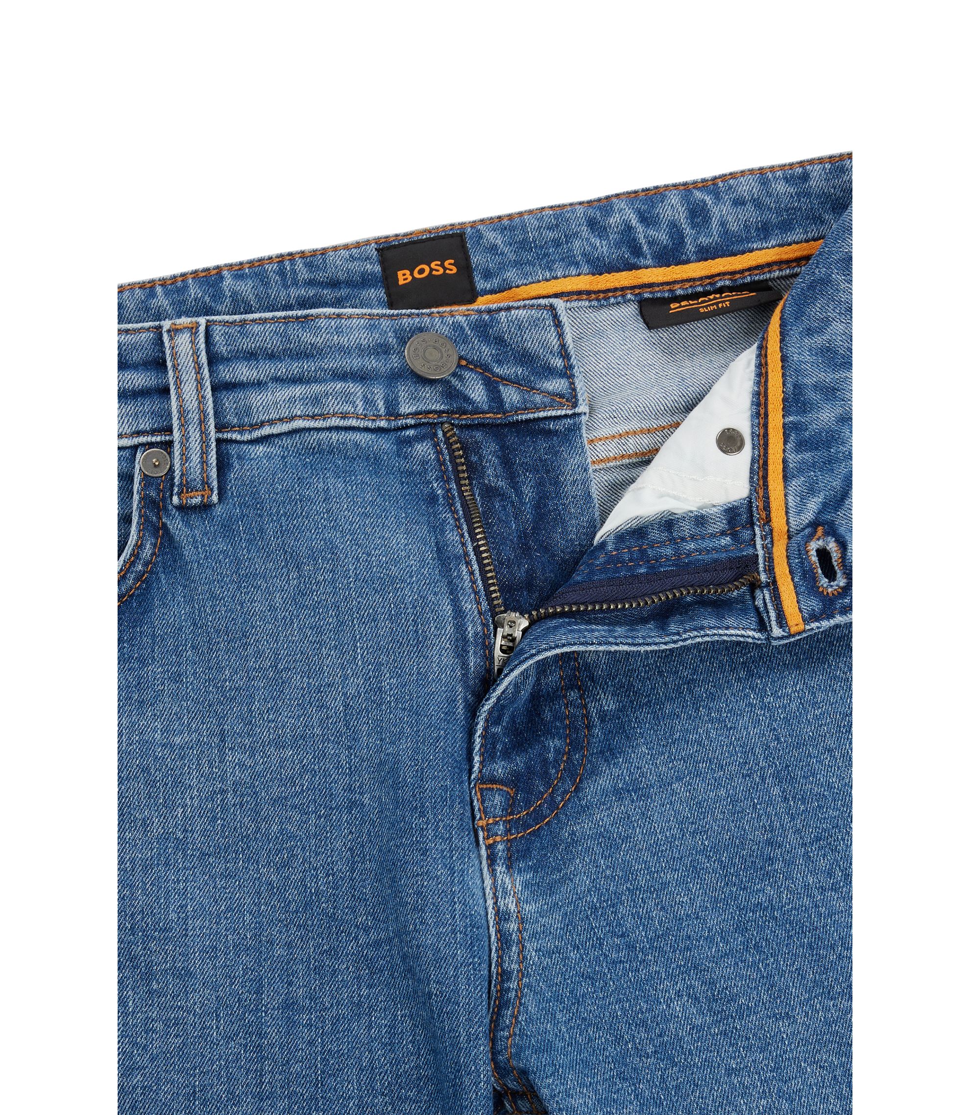 BOSS - Delaware Slim-fit jeans in blue stretch denim - Blue