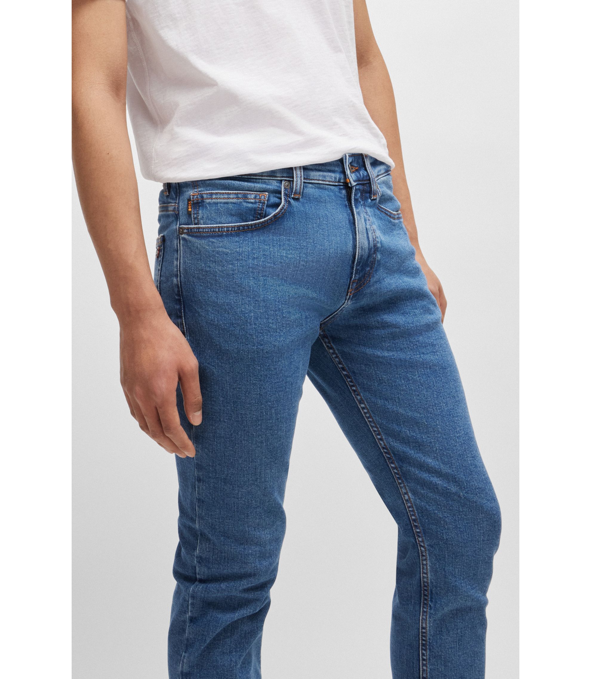 BOSS - Delaware Slim-fit jeans in blue stretch denim - Blue