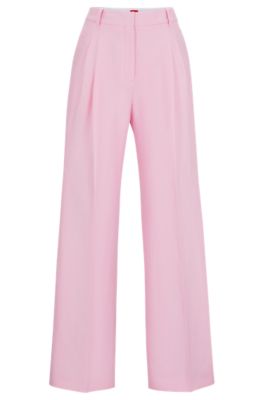 Shop Hugo Relaxed-fit Trousers With Double Front Pleats In Pink