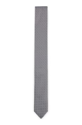 Hugo Boss Silk-blend Tie With Jacquard-woven Pattern In Silver