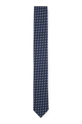 Hugo Boss Silk-blend Tie With Jacquard-woven Pattern In Dark Blue