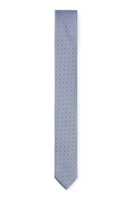 Hugo Boss Silk-blend Tie With Jacquard-woven Pattern In Light Blue