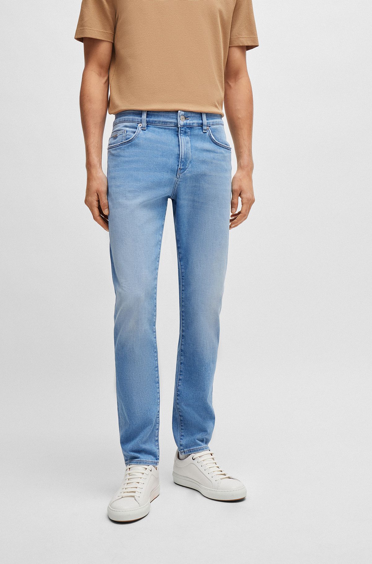 Slim-fit jeans in light-blue soft stretch denim, Light Blue