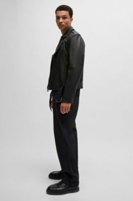 Buffalo-leather jacket with contrast lining, Black