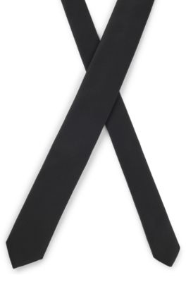 Silk-blend tie with micro-patterned jacquard, Black