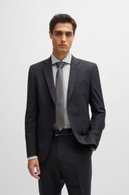 Silk-blend tie with micro-patterned jacquard, Silver