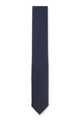 Silk-blend tie with micro-patterned jacquard, Dark Blue
