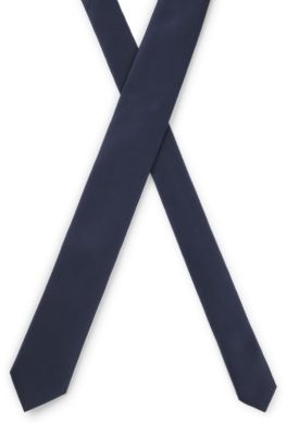 Silk-blend tie with micro-patterned jacquard, Dark Blue