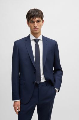 Silk-blend tie with micro-patterned jacquard, Dark Blue