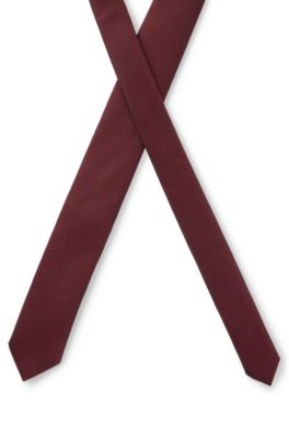 Silk-blend tie with micro-patterned jacquard, Dark Red