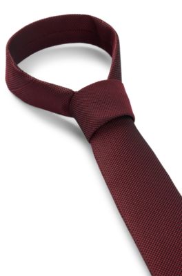 Silk-blend tie with micro-patterned jacquard, Dark Red
