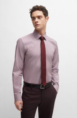 Silk-blend tie with micro-patterned jacquard, Dark Red