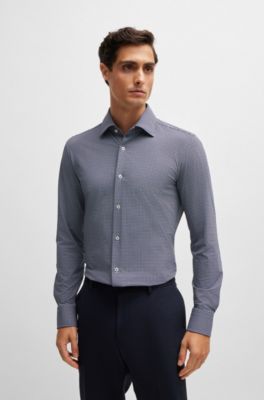 Slim-fit shirt geometric-print performance-stretch material
