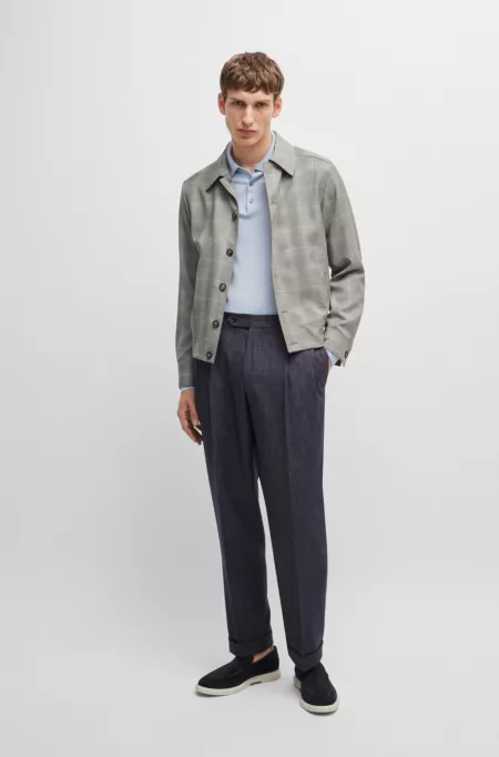 Slim-fit jacket in water-repellent checked wool