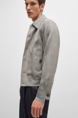 Slim-fit jacket water-repellent checked wool