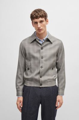 Slim-fit jacket water-repellent checked wool