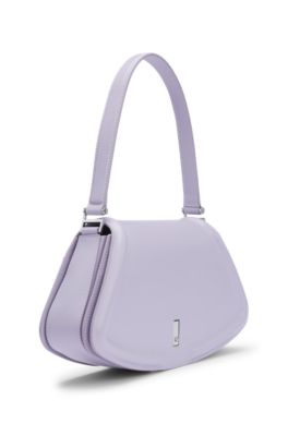 Leather shoulder bag with signature hardware, Light Purple