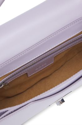 Leather shoulder bag with signature hardware, Light Purple