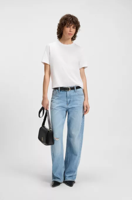 Signature-hardware saddle bag in leather