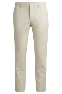 Hugo Boss Slim-fit Trousers In Stretch Cotton In White
