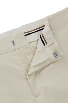Slim-fit trousers in stretch cotton, White