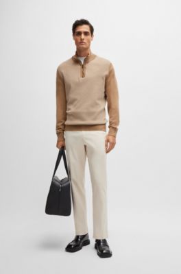 Slim-fit trousers in stretch cotton, White