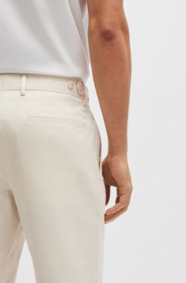 Slim-fit trousers in stretch cotton, White