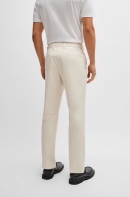 Slim-fit trousers in stretch cotton, White