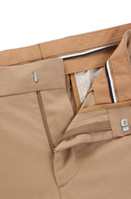 Slim-fit trousers in stretch cotton, Light Beige