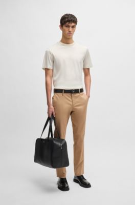Slim-fit trousers in stretch cotton, Light Beige