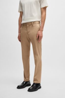 Slim-fit trousers in stretch cotton, Light Beige