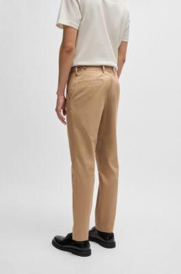 Slim-fit trousers in stretch cotton, Light Beige