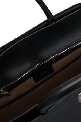 Ariell tote bag in leather, Black