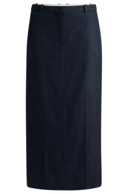 BOSS - Long-length skirt in denim-effect twill - Light Blue