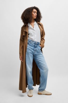 Regular-fit blouse striped cotton poplin