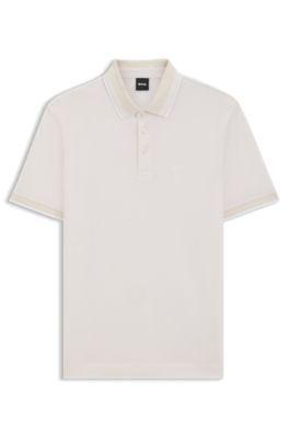 Logo-detail polo shirt in cotton piqu&eacute;, White