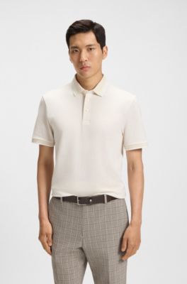 Polo en piqu&eacute; de algod&oacute;n Oxford con detalle de logo, Blanco