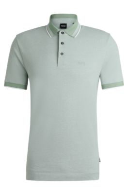 BOSS - Oxford-cotton-piqué polo shirt with logo detail