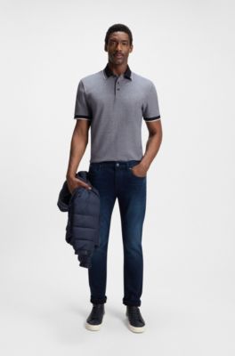 Polo en piqu&eacute; de algod&oacute;n Oxford con detalle de logo, Azul oscuro