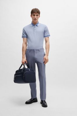 Polo en piqu&eacute; de algod&oacute;n Oxford con detalle de logo, Celeste