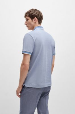 Polo en piqu&eacute; de algod&oacute;n Oxford con detalle de logo, Celeste